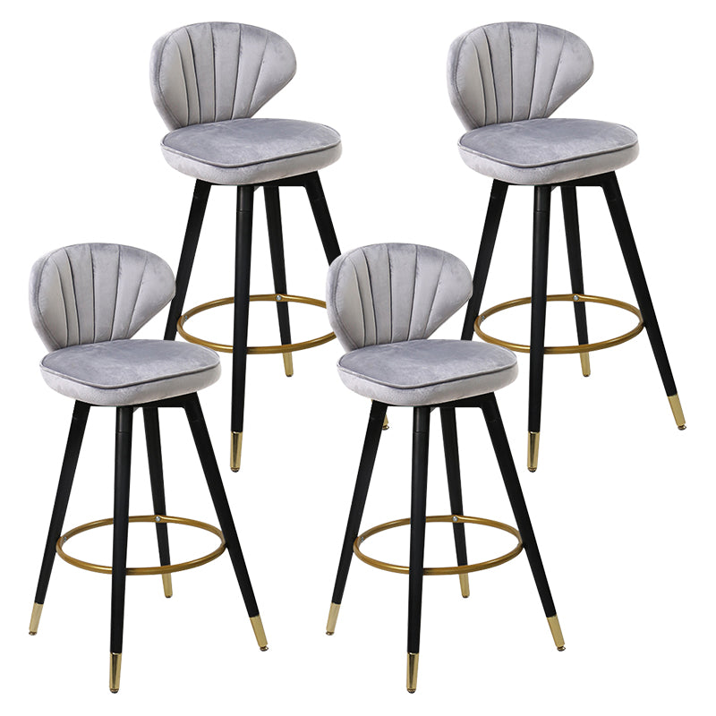 Modern Armless Backrest Counter Stool Iron Study Bar Stool with Cushion and Pedal Light Gray 4 Piece Set Clearhalo 'Bar Furniture' 'Bar Stools' 'bar_stools' 'furn' 'furn_bar_stools' 'Furniture' 'furniture_bar_stools' 'Kitchen & Dining Furniture' 4730070