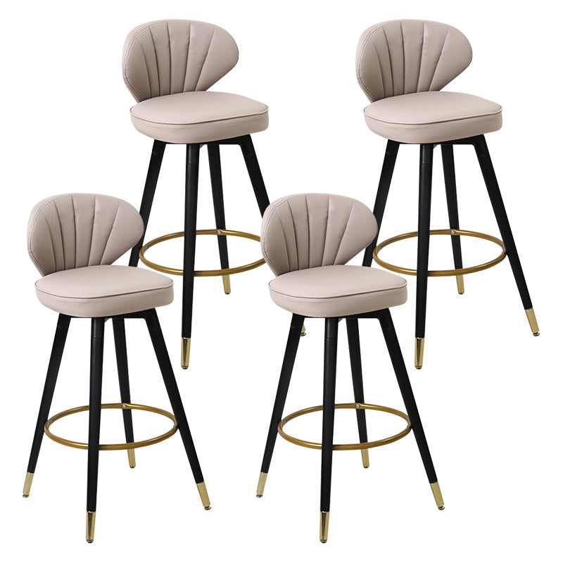 Modern Armless Backrest Counter Stool Iron Study Bar Stool with Cushion and Pedal Light Apricot 4 Piece Set Clearhalo 'Bar Furniture' 'Bar Stools' 'bar_stools' 'furn' 'furn_bar_stools' 'Furniture' 'furniture_bar_stools' 'Kitchen & Dining Furniture' 4730071