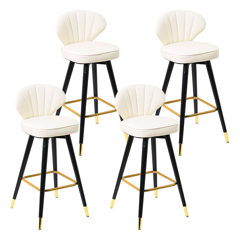 Modern Armless Backrest Counter Stool Iron Study Bar Stool with Cushion and Pedal White 4 Piece Set Clearhalo 'Bar Furniture' 'Bar Stools' 'bar_stools' 'furn' 'furn_bar_stools' 'Furniture' 'furniture_bar_stools' 'Kitchen & Dining Furniture' 4730072