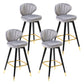 Modern Armless Backrest Counter Stool Iron Study Bar Stool with Cushion and Pedal Grey 4 Piece Set Clearhalo 'Bar Furniture' 'Bar Stools' 'bar_stools' 'furn' 'furn_bar_stools' 'Furniture' 'furniture_bar_stools' 'Kitchen & Dining Furniture' 4730074