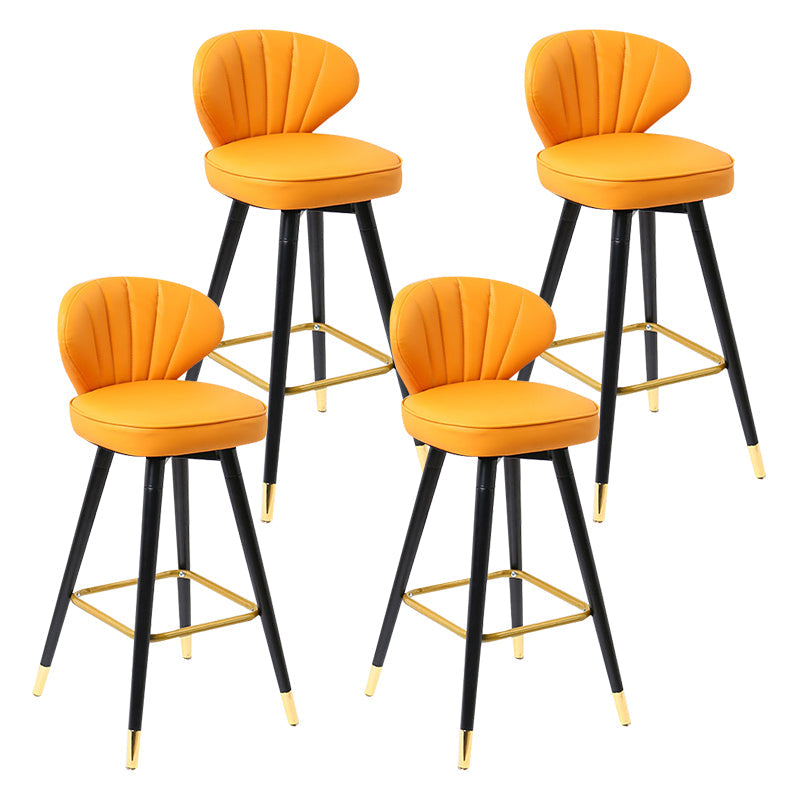 Modern Armless Backrest Counter Stool Iron Study Bar Stool with Cushion and Pedal Ginger 4 Piece Set Clearhalo 'Bar Furniture' 'Bar Stools' 'bar_stools' 'furn' 'furn_bar_stools' 'Furniture' 'furniture_bar_stools' 'Kitchen & Dining Furniture' 4730075