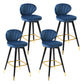 Modern Armless Backrest Counter Stool Iron Study Bar Stool with Cushion and Pedal Light Blue 4 Piece Set Clearhalo 'Bar Furniture' 'Bar Stools' 'bar_stools' 'furn' 'furn_bar_stools' 'Furniture' 'furniture_bar_stools' 'Kitchen & Dining Furniture' 4730076