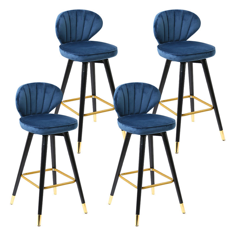 Modern Armless Backrest Counter Stool Iron Study Bar Stool with Cushion and Pedal Light Blue 4 Piece Set Clearhalo 'Bar Furniture' 'Bar Stools' 'bar_stools' 'furn' 'furn_bar_stools' 'Furniture' 'furniture_bar_stools' 'Kitchen & Dining Furniture' 4730076