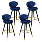 Modern Armless Backrest Counter Stool Iron Study Bar Stool with Cushion and Pedal Dark Blue 4 Piece Set Clearhalo 'Bar Furniture' 'Bar Stools' 'bar_stools' 'furn' 'furn_bar_stools' 'Furniture' 'furniture_bar_stools' 'Kitchen & Dining Furniture' 4730077
