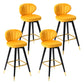Modern Armless Backrest Counter Stool Iron Study Bar Stool with Cushion and Pedal Yellow 4 Piece Set Clearhalo 'Bar Furniture' 'Bar Stools' 'bar_stools' 'furn' 'furn_bar_stools' 'Furniture' 'furniture_bar_stools' 'Kitchen & Dining Furniture' 4730078