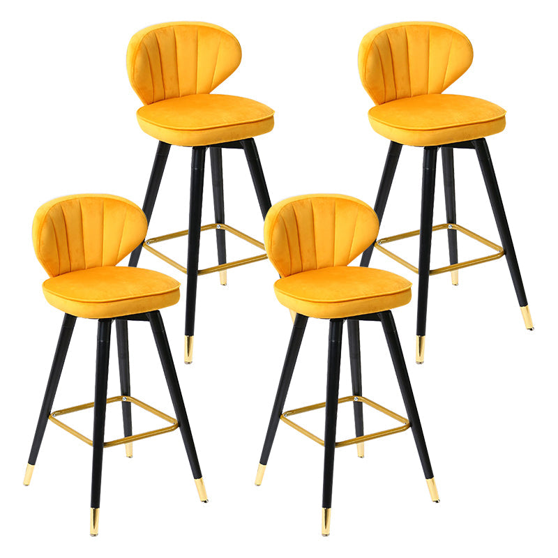 Modern Armless Backrest Counter Stool Iron Study Bar Stool with Cushion and Pedal Yellow 4 Piece Set Clearhalo 'Bar Furniture' 'Bar Stools' 'bar_stools' 'furn' 'furn_bar_stools' 'Furniture' 'furniture_bar_stools' 'Kitchen & Dining Furniture' 4730078