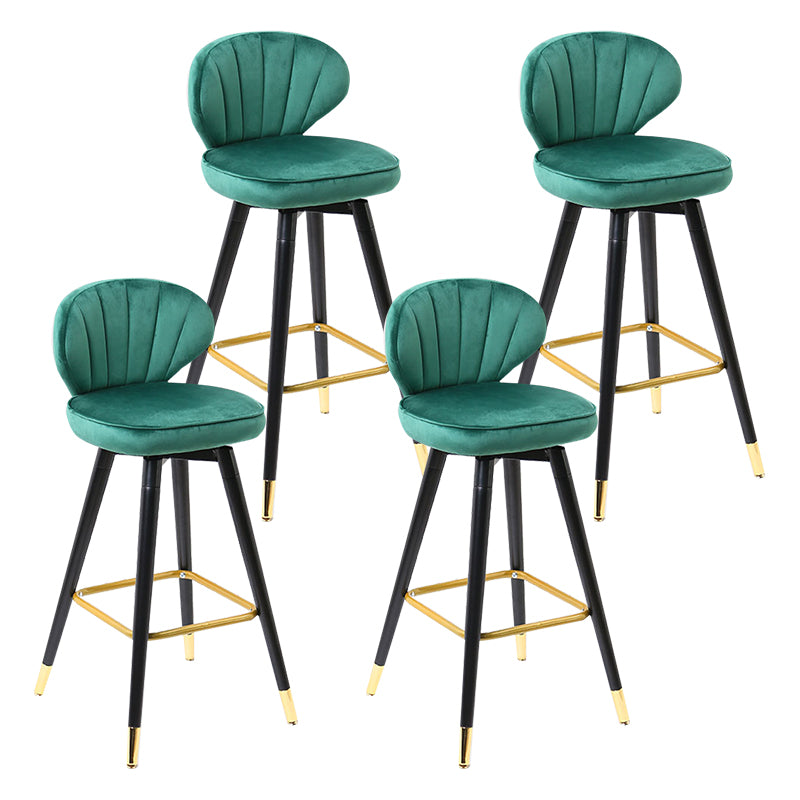 Modern Armless Backrest Counter Stool Iron Study Bar Stool with Cushion and Pedal Blackish Green 4 Piece Set Clearhalo 'Bar Furniture' 'Bar Stools' 'bar_stools' 'furn' 'furn_bar_stools' 'Furniture' 'furniture_bar_stools' 'Kitchen & Dining Furniture' 4730079
