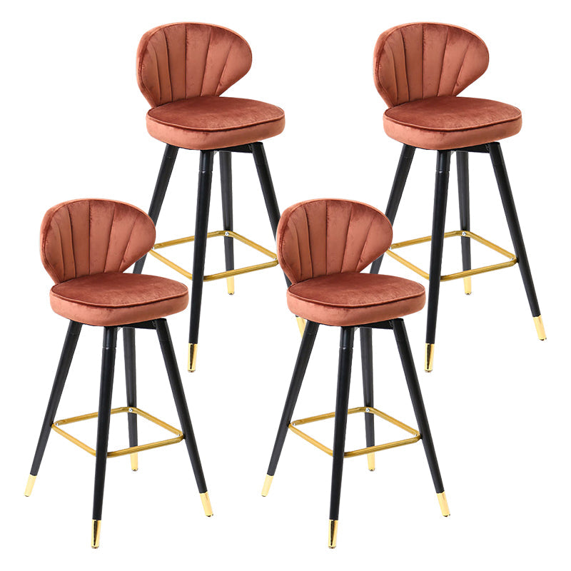 Modern Armless Backrest Counter Stool Iron Study Bar Stool with Cushion and Pedal Brown 4 Piece Set Clearhalo 'Bar Furniture' 'Bar Stools' 'bar_stools' 'furn' 'furn_bar_stools' 'Furniture' 'furniture_bar_stools' 'Kitchen & Dining Furniture' 4730081