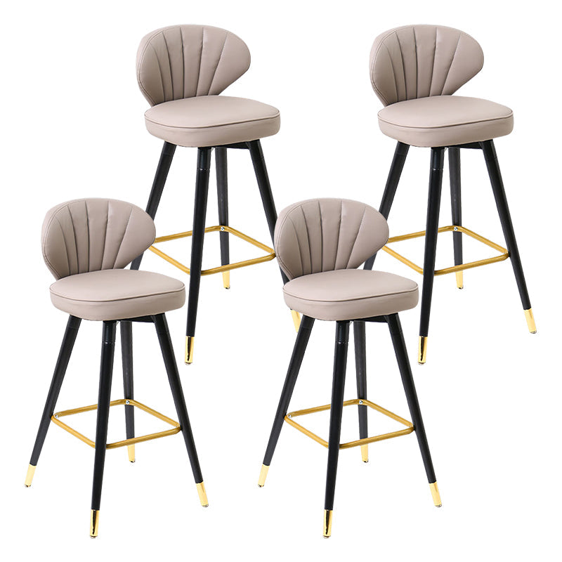 Modern Armless Backrest Counter Stool Iron Study Bar Stool with Cushion and Pedal Apricot 4 Piece Set Clearhalo 'Bar Furniture' 'Bar Stools' 'bar_stools' 'furn' 'furn_bar_stools' 'Furniture' 'furniture_bar_stools' 'Kitchen & Dining Furniture' 4730082