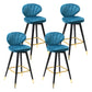 Modern Armless Backrest Counter Stool Iron Study Bar Stool with Cushion and Pedal Ocean Blue 4 Piece Set Clearhalo 'Bar Furniture' 'Bar Stools' 'bar_stools' 'furn' 'furn_bar_stools' 'Furniture' 'furniture_bar_stools' 'Kitchen & Dining Furniture' 4730083