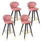 Modern Armless Backrest Counter Stool Iron Study Bar Stool with Cushion and Pedal Pink 4 Piece Set Clearhalo 'Bar Furniture' 'Bar Stools' 'bar_stools' 'furn' 'furn_bar_stools' 'Furniture' 'furniture_bar_stools' 'Kitchen & Dining Furniture' 4730084