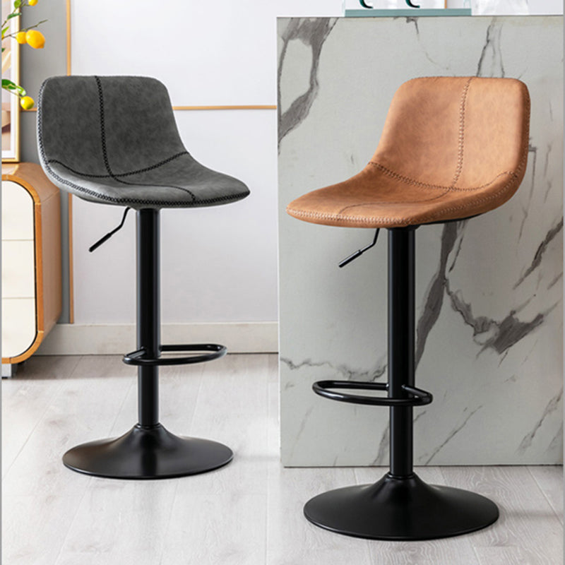 Modern Leather Adjustable Height Barstool Indoor Bar Stool with Low Back Clearhalo 'Bar Furniture' 'Bar Stools' 'bar_stools' 'furn' 'furn_bar_stools' 'Furniture' 'furniture_bar_stools' 'Kitchen & Dining Furniture' 4730087