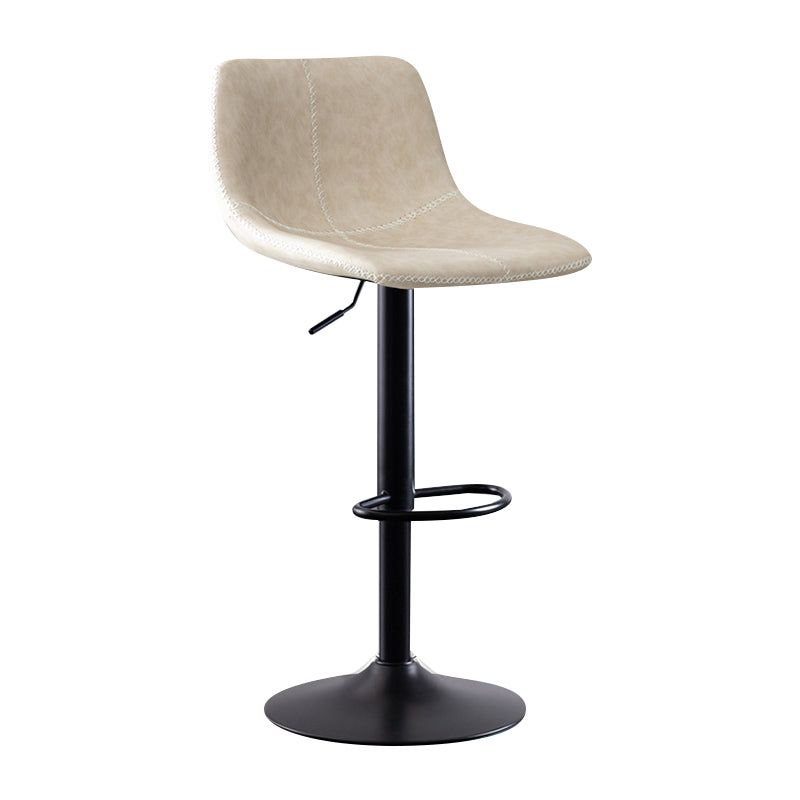 Modern Leather Adjustable Height Barstool Indoor Bar Stool with Low Back White 1 Piece Clearhalo 'Bar Furniture' 'Bar Stools' 'bar_stools' 'furn' 'furn_bar_stools' 'Furniture' 'furniture_bar_stools' 'Kitchen & Dining Furniture' 4730089
