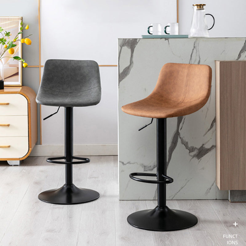 Modern Leather Adjustable Height Barstool Indoor Bar Stool with Low Back Clearhalo 'Bar Furniture' 'Bar Stools' 'bar_stools' 'furn' 'furn_bar_stools' 'Furniture' 'furniture_bar_stools' 'Kitchen & Dining Furniture' 4730090
