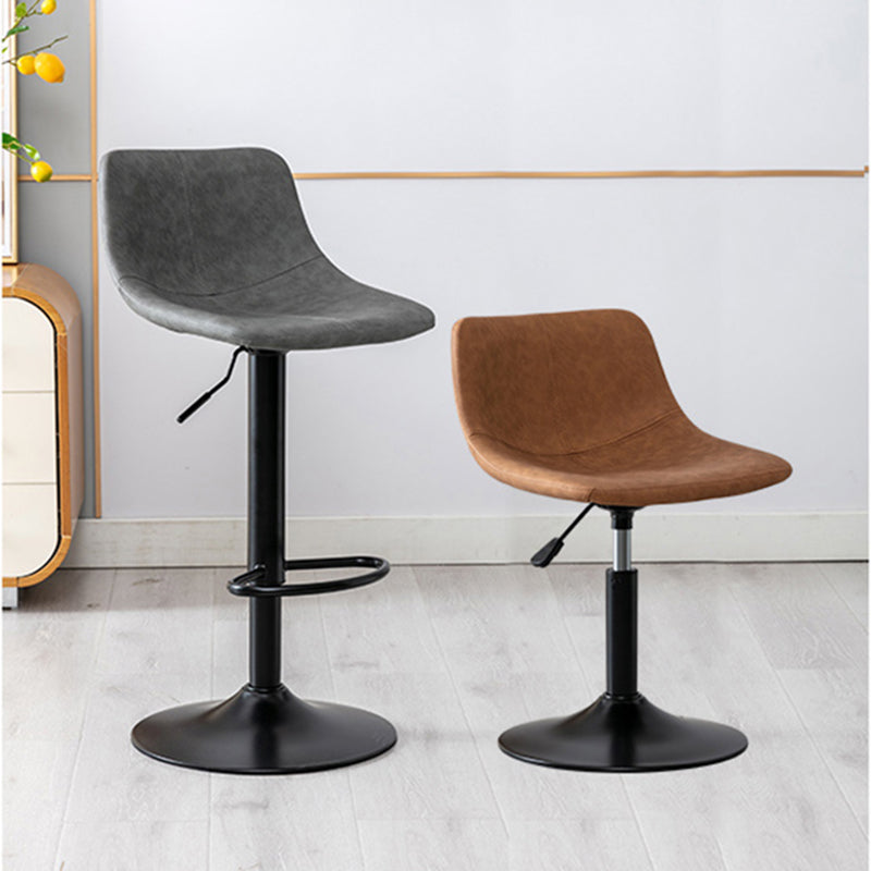 Modern Leather Adjustable Height Barstool Indoor Bar Stool with Low Back Clearhalo 'Bar Furniture' 'Bar Stools' 'bar_stools' 'furn' 'furn_bar_stools' 'Furniture' 'furniture_bar_stools' 'Kitchen & Dining Furniture' 4730092