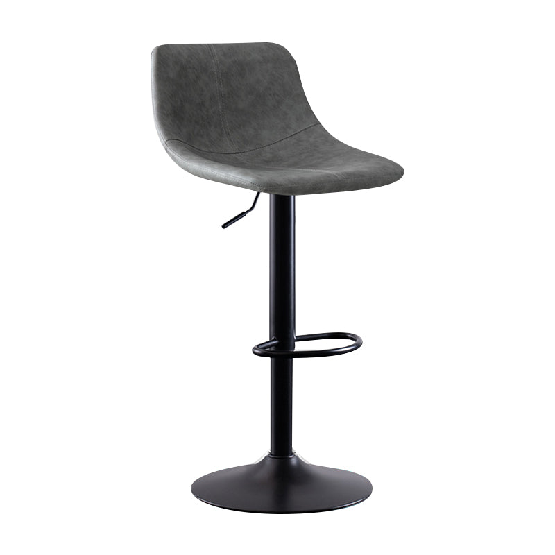 Modern Leather Adjustable Height Barstool Indoor Bar Stool with Low Back Grey 1 Piece Clearhalo 'Bar Furniture' 'Bar Stools' 'bar_stools' 'furn' 'furn_bar_stools' 'Furniture' 'furniture_bar_stools' 'Kitchen & Dining Furniture' 4730093