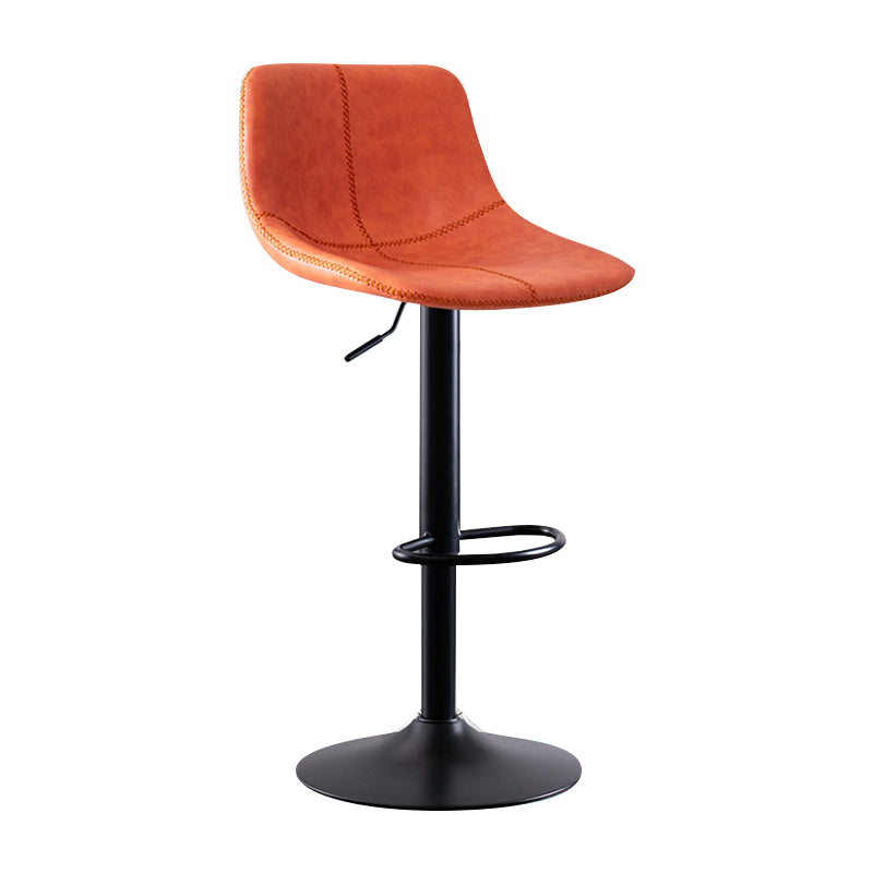 Modern Leather Adjustable Height Barstool Indoor Bar Stool with Low Back Orange 1 Piece Clearhalo 'Bar Furniture' 'Bar Stools' 'bar_stools' 'furn' 'furn_bar_stools' 'Furniture' 'furniture_bar_stools' 'Kitchen & Dining Furniture' 4730095