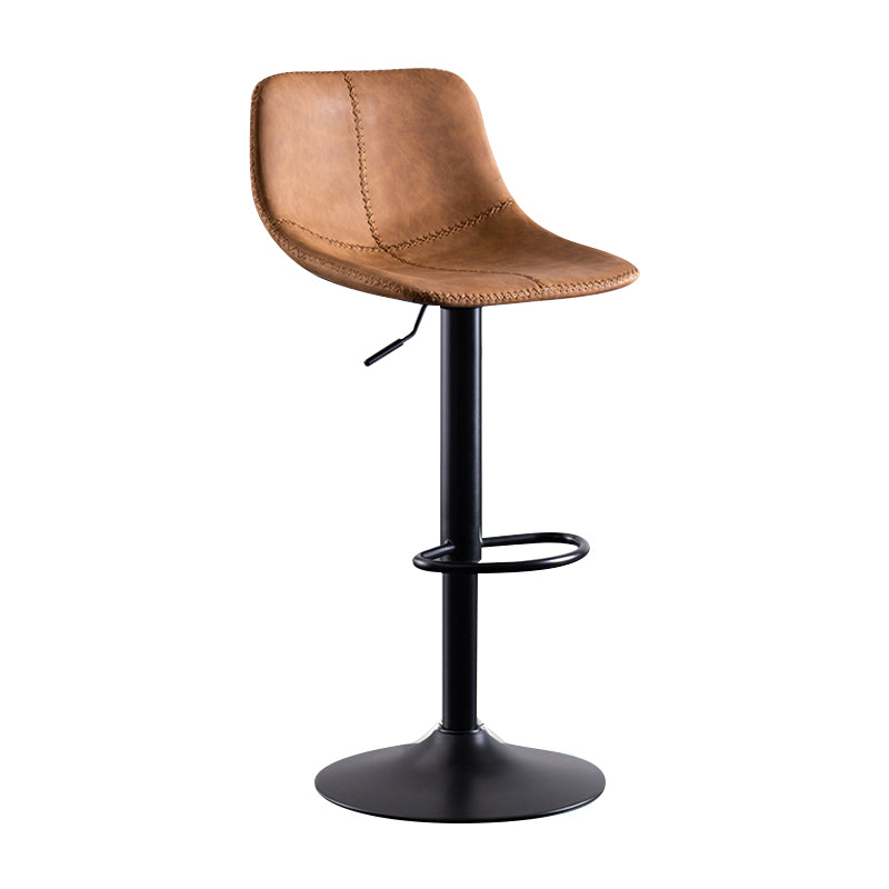Modern Leather Adjustable Height Barstool Indoor Bar Stool with Low Back Clearhalo 'Bar Furniture' 'Bar Stools' 'bar_stools' 'furn' 'furn_bar_stools' 'Furniture' 'furniture_bar_stools' 'Kitchen & Dining Furniture' 4730096