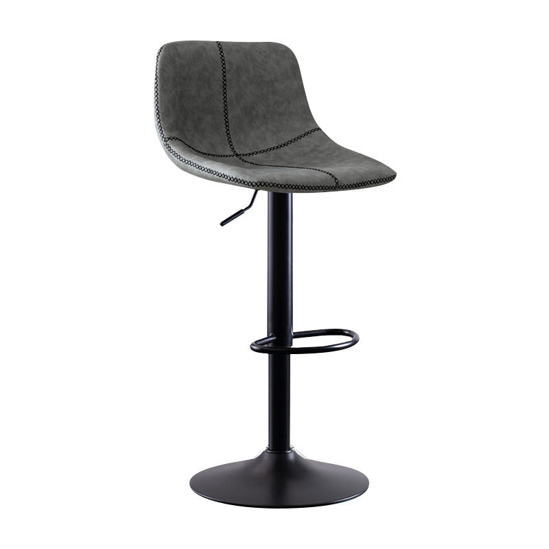 Modern Leather Adjustable Height Barstool Indoor Bar Stool with Low Back Light Gray 1 Piece Clearhalo 'Bar Furniture' 'Bar Stools' 'bar_stools' 'furn' 'furn_bar_stools' 'Furniture' 'furniture_bar_stools' 'Kitchen & Dining Furniture' 4730097