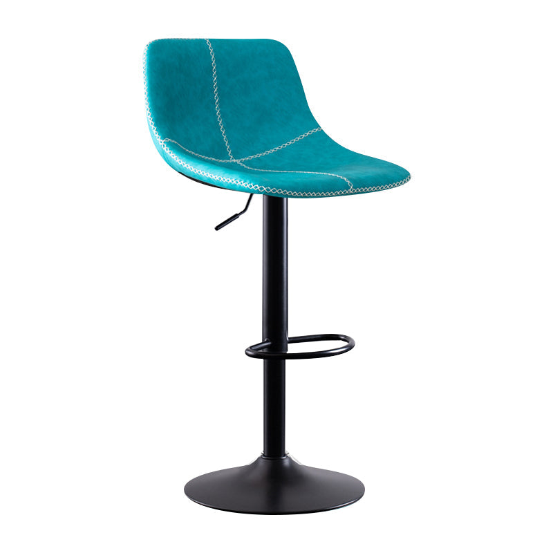 Modern Leather Adjustable Height Barstool Indoor Bar Stool with Low Back Blue 1 Piece Clearhalo 'Bar Furniture' 'Bar Stools' 'bar_stools' 'furn' 'furn_bar_stools' 'Furniture' 'furniture_bar_stools' 'Kitchen & Dining Furniture' 4730099
