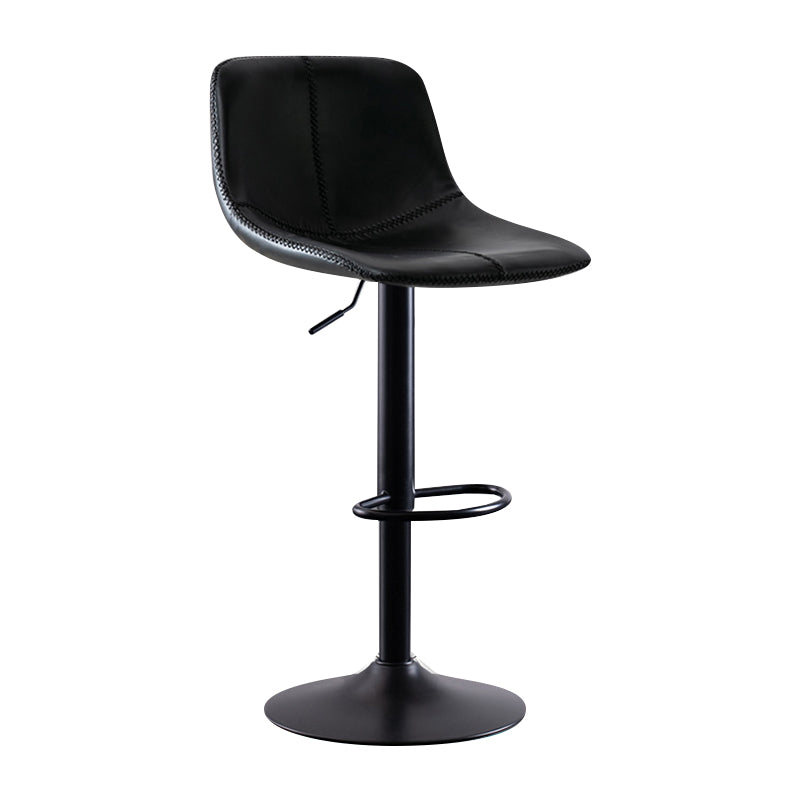 Modern Leather Adjustable Height Barstool Indoor Bar Stool with Low Back Black 1 Piece Clearhalo 'Bar Furniture' 'Bar Stools' 'bar_stools' 'furn' 'furn_bar_stools' 'Furniture' 'furniture_bar_stools' 'Kitchen & Dining Furniture' 4730101