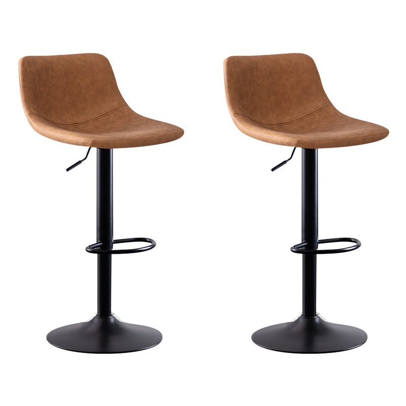 Modern Leather Adjustable Height Barstool Indoor Bar Stool with Low Back Brown 2 Piece Set Clearhalo 'Bar Furniture' 'Bar Stools' 'bar_stools' 'furn' 'furn_bar_stools' 'Furniture' 'furniture_bar_stools' 'Kitchen & Dining Furniture' 4730104