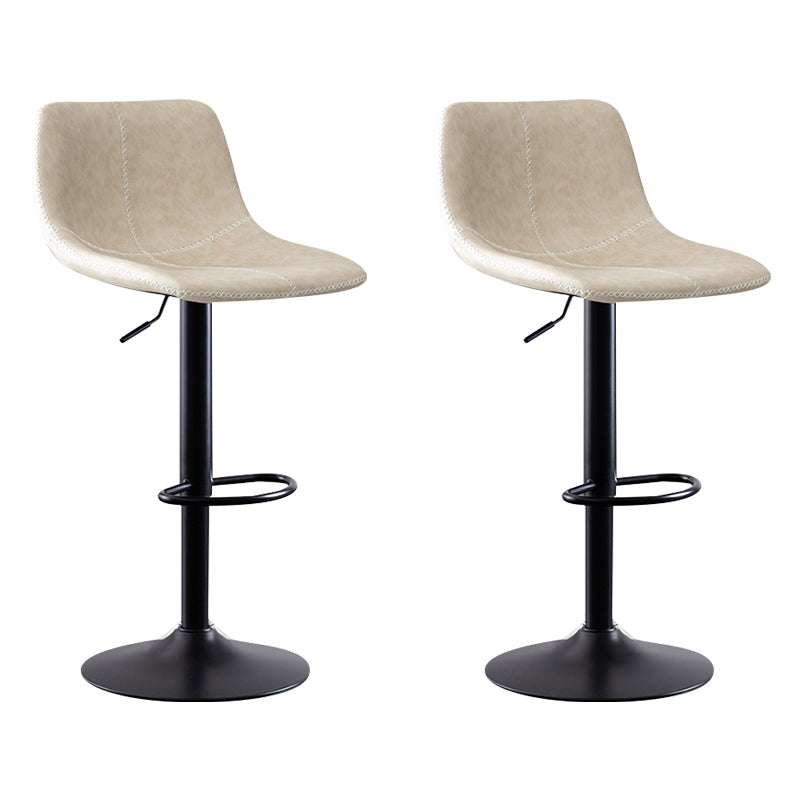 Modern Leather Adjustable Height Barstool Indoor Bar Stool with Low Back White 2 Piece Set Clearhalo 'Bar Furniture' 'Bar Stools' 'bar_stools' 'furn' 'furn_bar_stools' 'Furniture' 'furniture_bar_stools' 'Kitchen & Dining Furniture' 4730105