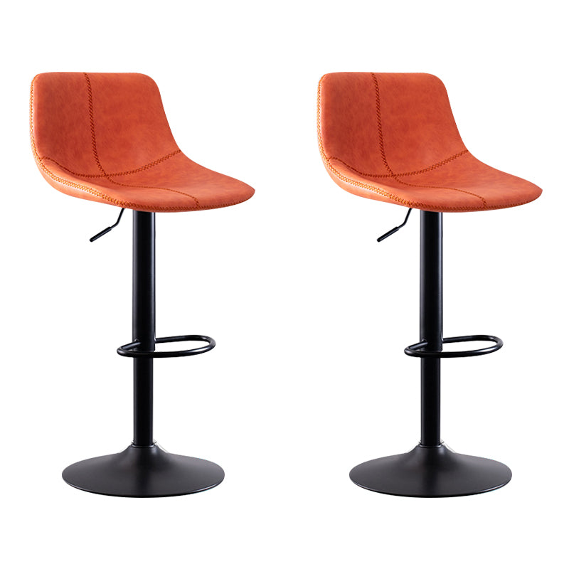 Modern Leather Adjustable Height Barstool Indoor Bar Stool with Low Back Orange 2 Piece Set Clearhalo 'Bar Furniture' 'Bar Stools' 'bar_stools' 'furn' 'furn_bar_stools' 'Furniture' 'furniture_bar_stools' 'Kitchen & Dining Furniture' 4730108