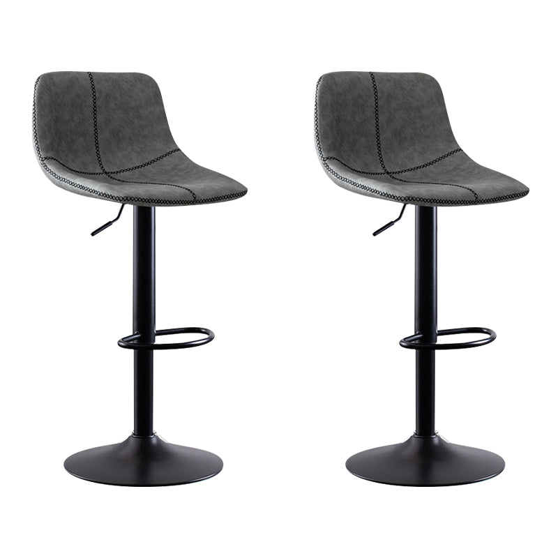 Modern Leather Adjustable Height Barstool Indoor Bar Stool with Low Back Light Gray 2 Piece Set Clearhalo 'Bar Furniture' 'Bar Stools' 'bar_stools' 'furn' 'furn_bar_stools' 'Furniture' 'furniture_bar_stools' 'Kitchen & Dining Furniture' 4730109