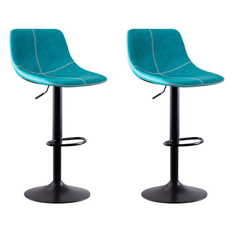 Modern Leather Adjustable Height Barstool Indoor Bar Stool with Low Back Blue 2 Piece Set Clearhalo 'Bar Furniture' 'Bar Stools' 'bar_stools' 'furn' 'furn_bar_stools' 'Furniture' 'furniture_bar_stools' 'Kitchen & Dining Furniture' 4730110