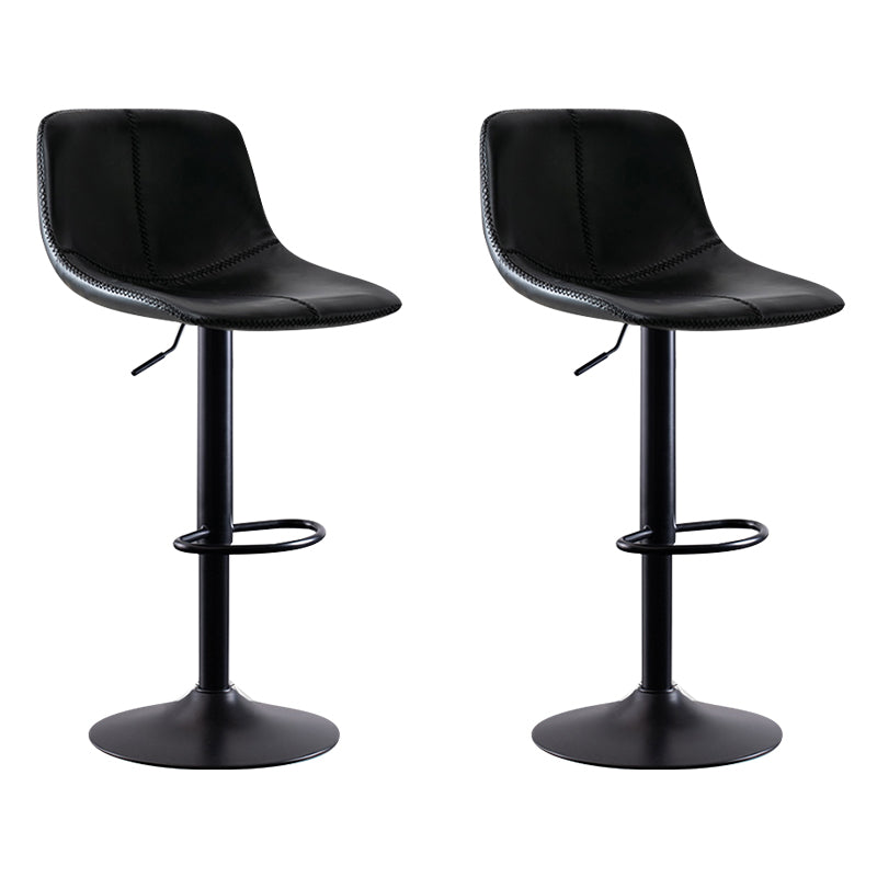 Modern Leather Adjustable Height Barstool Indoor Bar Stool with Low Back Black 2 Piece Set Clearhalo 'Bar Furniture' 'Bar Stools' 'bar_stools' 'furn' 'furn_bar_stools' 'Furniture' 'furniture_bar_stools' 'Kitchen & Dining Furniture' 4730111