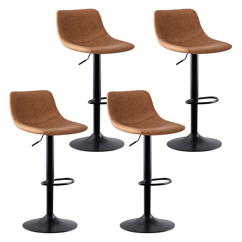 Modern Leather Adjustable Height Barstool Indoor Bar Stool with Low Back Brown 4 Piece Set Clearhalo 'Bar Furniture' 'Bar Stools' 'bar_stools' 'furn' 'furn_bar_stools' 'Furniture' 'furniture_bar_stools' 'Kitchen & Dining Furniture' 4730112
