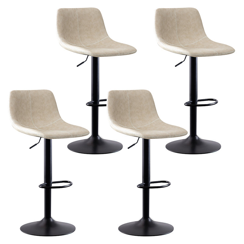 Modern Leather Adjustable Height Barstool Indoor Bar Stool with Low Back White 4 Piece Set Clearhalo 'Bar Furniture' 'Bar Stools' 'bar_stools' 'furn' 'furn_bar_stools' 'Furniture' 'furniture_bar_stools' 'Kitchen & Dining Furniture' 4730113