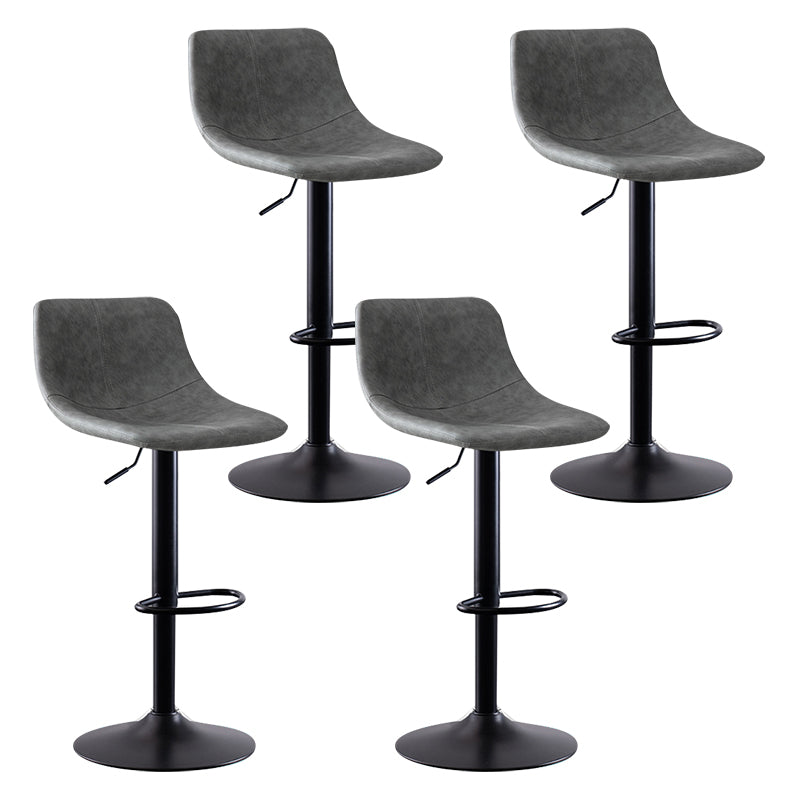 Modern Leather Adjustable Height Barstool Indoor Bar Stool with Low Back Grey 4 Piece Set Clearhalo 'Bar Furniture' 'Bar Stools' 'bar_stools' 'furn' 'furn_bar_stools' 'Furniture' 'furniture_bar_stools' 'Kitchen & Dining Furniture' 4730115