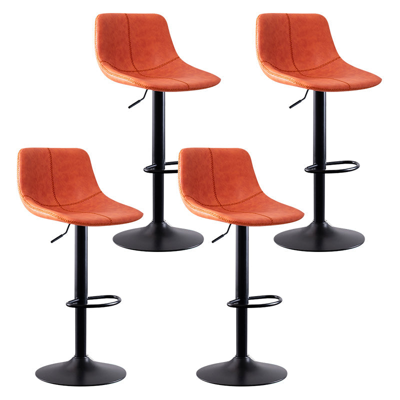 Modern Leather Adjustable Height Barstool Indoor Bar Stool with Low Back Orange 4 Piece Set Clearhalo 'Bar Furniture' 'Bar Stools' 'bar_stools' 'furn' 'furn_bar_stools' 'Furniture' 'furniture_bar_stools' 'Kitchen & Dining Furniture' 4730116