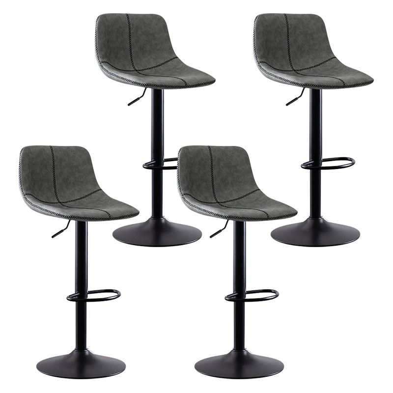 Modern Leather Adjustable Height Barstool Indoor Bar Stool with Low Back Light Gray 4 Piece Set Clearhalo 'Bar Furniture' 'Bar Stools' 'bar_stools' 'furn' 'furn_bar_stools' 'Furniture' 'furniture_bar_stools' 'Kitchen & Dining Furniture' 4730117