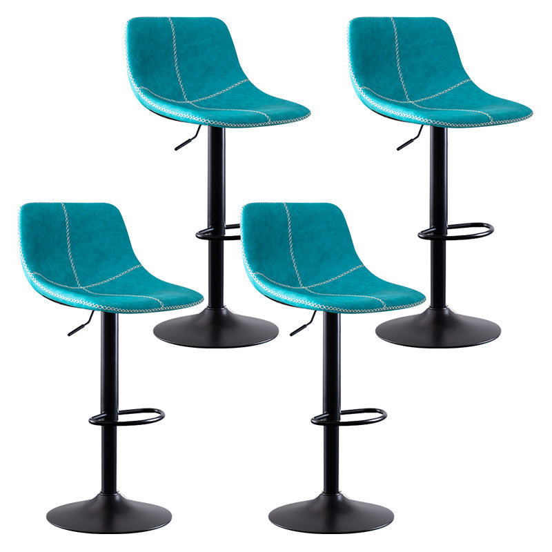 Modern Leather Adjustable Height Barstool Indoor Bar Stool with Low Back Blue 4 Piece Set Clearhalo 'Bar Furniture' 'Bar Stools' 'bar_stools' 'furn' 'furn_bar_stools' 'Furniture' 'furniture_bar_stools' 'Kitchen & Dining Furniture' 4730118