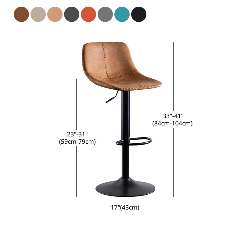 Modern Leather Adjustable Height Barstool Indoor Bar Stool with Low Back Clearhalo 'Bar Furniture' 'Bar Stools' 'bar_stools' 'furn' 'furn_bar_stools' 'Furniture' 'furniture_bar_stools' 'Kitchen & Dining Furniture' 4730120