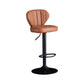 Contemporary Leather Swivel Barstool Indoor Bar Stool with Iron Legs and Low Back Brown Black 1 Piece Clearhalo 'Bar Furniture' 'Bar Stools' 'bar_stools' 'furn' 'furn_bar_stools' 'Furniture' 'furniture_bar_stools' 'Kitchen & Dining Furniture' 4730124