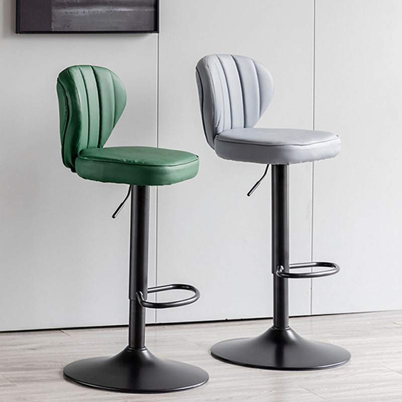 Contemporary Leather Swivel Barstool Indoor Bar Stool with Iron Legs and Low Back Clearhalo 'Bar Furniture' 'Bar Stools' 'bar_stools' 'furn' 'furn_bar_stools' 'Furniture' 'furniture_bar_stools' 'Kitchen & Dining Furniture' 4730126
