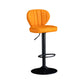 Contemporary Leather Swivel Barstool Indoor Bar Stool with Iron Legs and Low Back Orange Black 1 Piece Clearhalo 'Bar Furniture' 'Bar Stools' 'bar_stools' 'furn' 'furn_bar_stools' 'Furniture' 'furniture_bar_stools' 'Kitchen & Dining Furniture' 4730128
