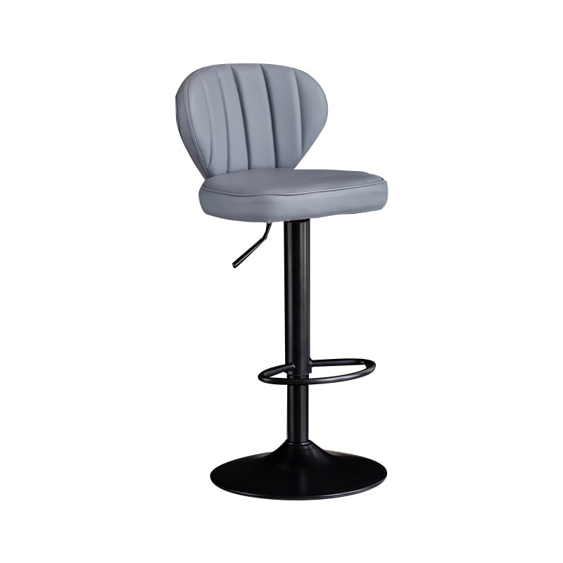 Contemporary Leather Swivel Barstool Indoor Bar Stool with Iron Legs and Low Back Clearhalo 'Bar Furniture' 'Bar Stools' 'bar_stools' 'furn' 'furn_bar_stools' 'Furniture' 'furniture_bar_stools' 'Kitchen & Dining Furniture' 4730129