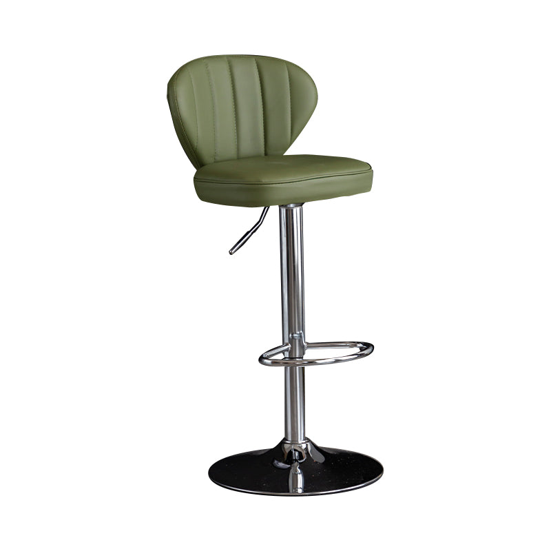 Contemporary Leather Swivel Barstool Indoor Bar Stool with Iron Legs and Low Back Green Silver 1 Piece Clearhalo 'Bar Furniture' 'Bar Stools' 'bar_stools' 'furn' 'furn_bar_stools' 'Furniture' 'furniture_bar_stools' 'Kitchen & Dining Furniture' 4730130