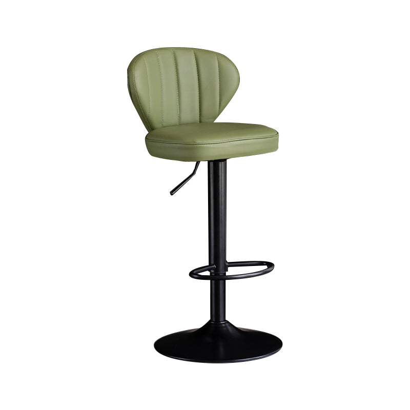 Contemporary Leather Swivel Barstool Indoor Bar Stool with Iron Legs and Low Back Green Black 1 Piece Clearhalo 'Bar Furniture' 'Bar Stools' 'bar_stools' 'furn' 'furn_bar_stools' 'Furniture' 'furniture_bar_stools' 'Kitchen & Dining Furniture' 4730131