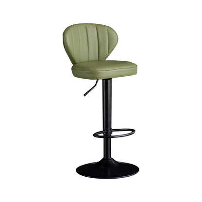 Contemporary Leather Swivel Barstool Indoor Bar Stool with Iron Legs and Low Back Green Black 1 Piece Clearhalo 'Bar Furniture' 'Bar Stools' 'bar_stools' 'furn' 'furn_bar_stools' 'Furniture' 'furniture_bar_stools' 'Kitchen & Dining Furniture' 4730131