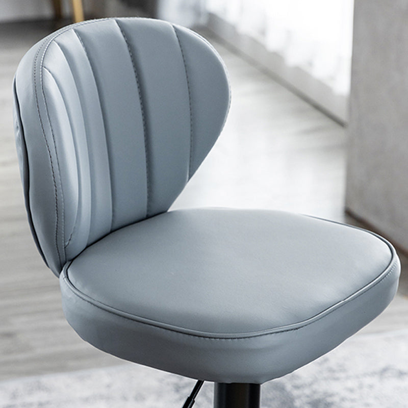 Contemporary Leather Swivel Barstool Indoor Bar Stool with Iron Legs and Low Back Clearhalo 'Bar Furniture' 'Bar Stools' 'bar_stools' 'furn' 'furn_bar_stools' 'Furniture' 'furniture_bar_stools' 'Kitchen & Dining Furniture' 4730132