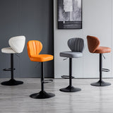 Contemporary Leather Swivel Barstool Indoor Bar Stool with Iron Legs and Low Back Clearhalo 'Bar Furniture' 'Bar Stools' 'bar_stools' 'furn' 'furn_bar_stools' 'Furniture' 'furniture_bar_stools' 'Kitchen & Dining Furniture' 4730141