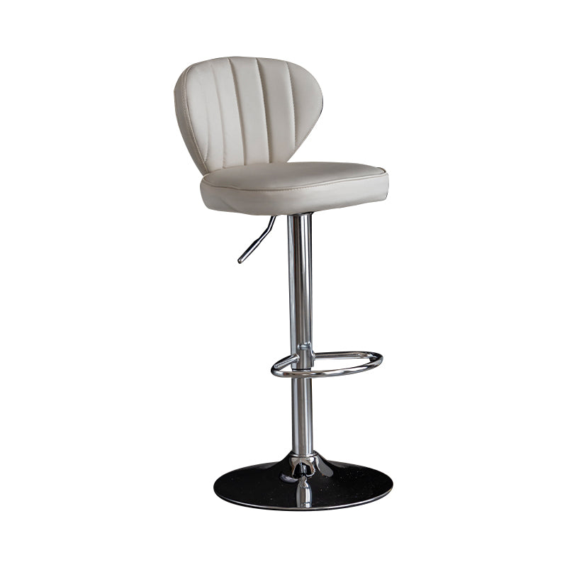 Contemporary Leather Swivel Barstool Indoor Bar Stool with Iron Legs and Low Back White Silver 1 Piece Clearhalo 'Bar Furniture' 'Bar Stools' 'bar_stools' 'furn' 'furn_bar_stools' 'Furniture' 'furniture_bar_stools' 'Kitchen & Dining Furniture' 4730142