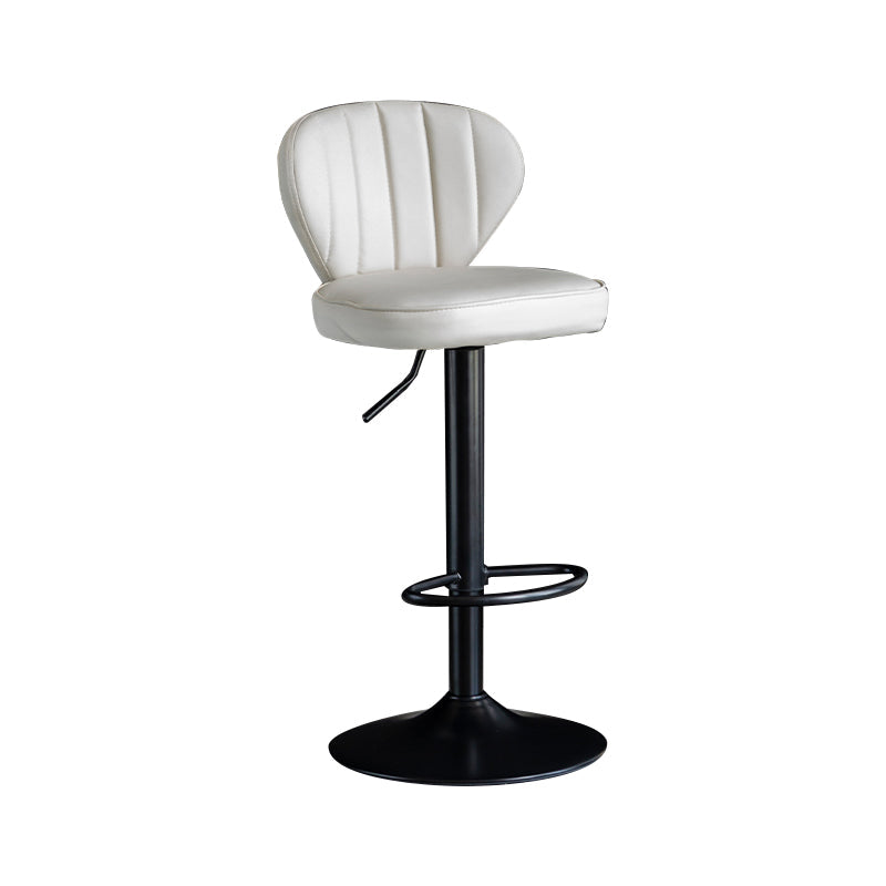 Contemporary Leather Swivel Barstool Indoor Bar Stool with Iron Legs and Low Back White Black 1 Piece Clearhalo 'Bar Furniture' 'Bar Stools' 'bar_stools' 'furn' 'furn_bar_stools' 'Furniture' 'furniture_bar_stools' 'Kitchen & Dining Furniture' 4730143