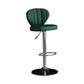 Contemporary Leather Swivel Barstool Indoor Bar Stool with Iron Legs and Low Back Blackish Green Silver 1 Piece Clearhalo 'Bar Furniture' 'Bar Stools' 'bar_stools' 'furn' 'furn_bar_stools' 'Furniture' 'furniture_bar_stools' 'Kitchen & Dining Furniture' 4730144